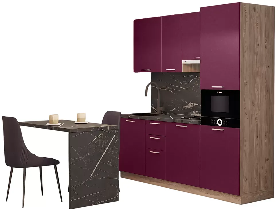 LuxeForm 38 Мм Сливовий Модульна кухня 2200 зі столом 1200 МДФ фасади Acryl LuxeForm Рост