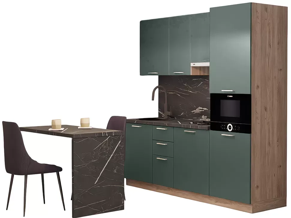 LuxeForm 38 Мм Евкаліпт Модульна кухня 2200 зі столом 1200 МДФ фасади Acryl LuxeForm Рост