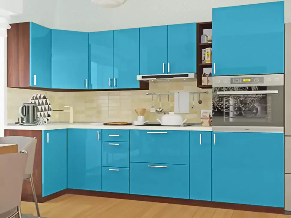Голубая угловая кухня Color-MIX VIP-Master 2600x2140x1000