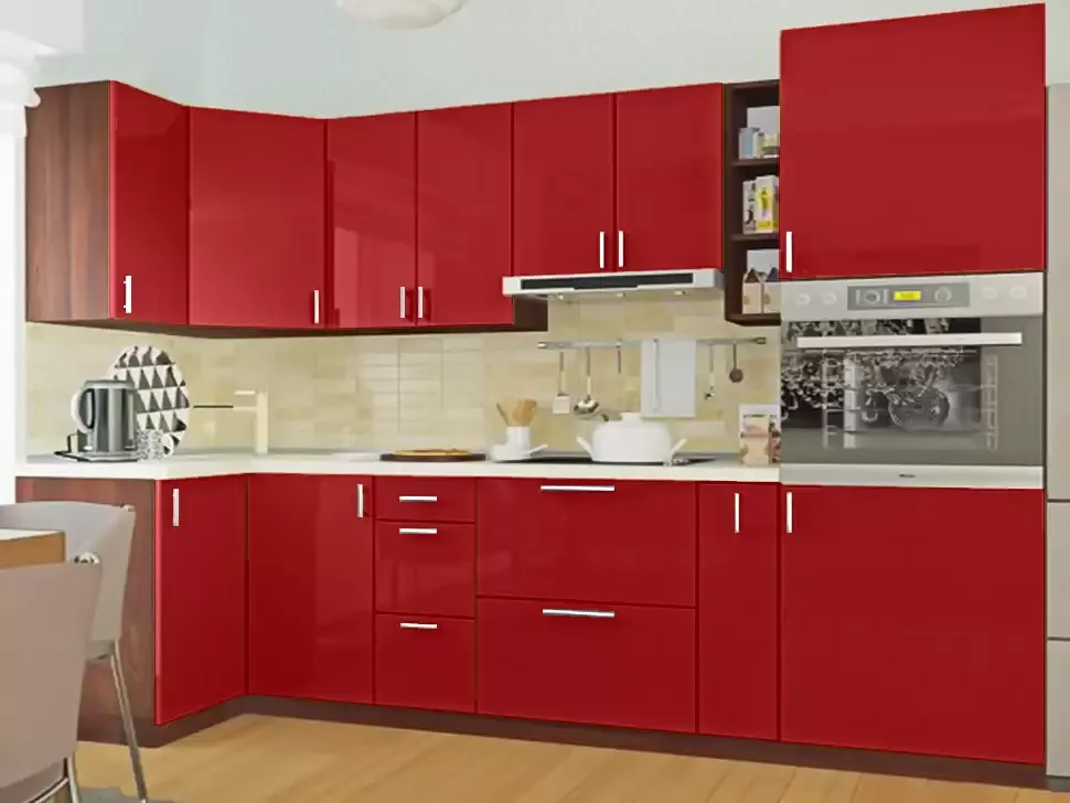 Красная угловая кухня Color-MIX VIP-Master 2600x2140x1000