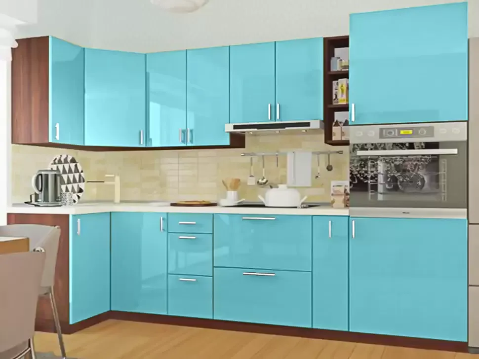 Голубая угловая кухня Color-MIX VIP-Master 2600x2140x1000