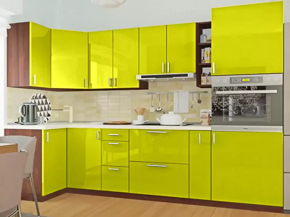 Желтый металлик угловая кухня Color-MIX VIP-Master 2600x2140x1000