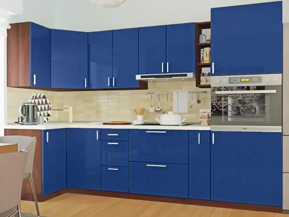 Синий металлик угловая кухня Color-MIX VIP-Master 2600x2140x1000