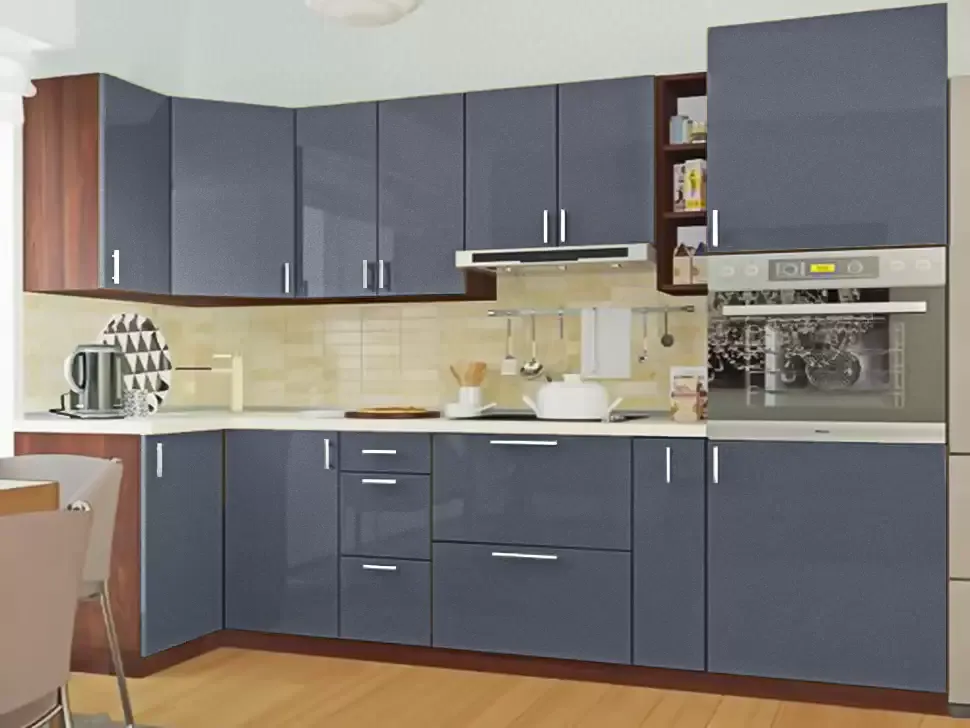 Серый металлик угловая кухня Color-MIX VIP-Master 2600x2140x1000