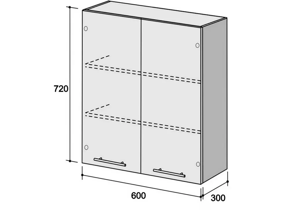Размеры верхнего кухонного модуля ВС2 600х720х300 Рост™