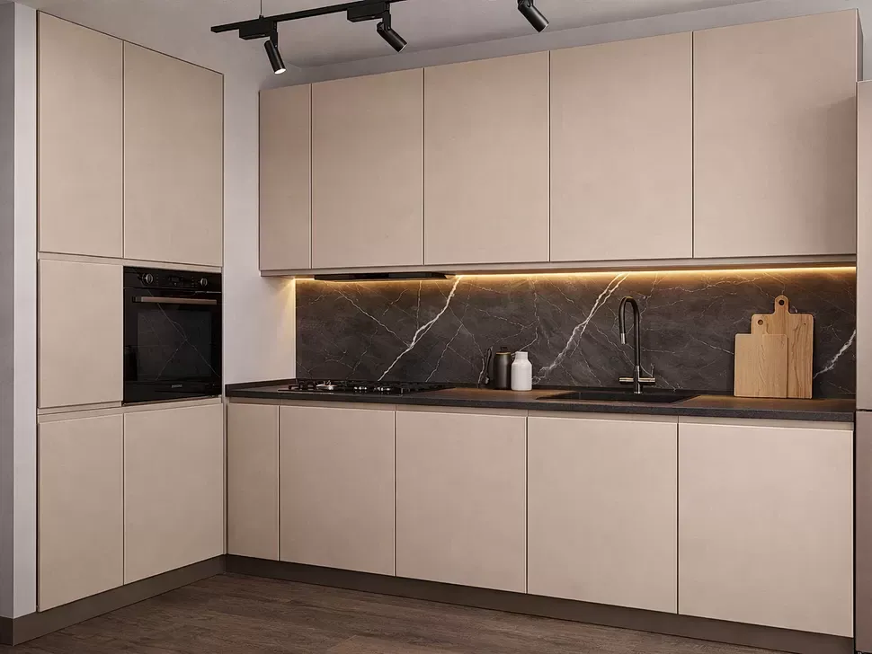 Угловая кухня «Prime» Lux Вип-Мастер бежевая 2,6 х 1 м