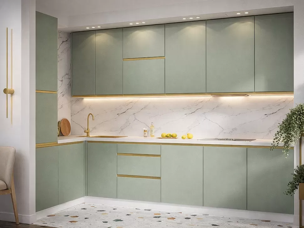Кутова кухня Prime Lux Віп-Майстер 3,2х1,3 м зелена