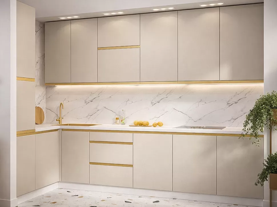 Кутова кухня Prime Lux Віп-Майстер 3,2х1,3 м бежева