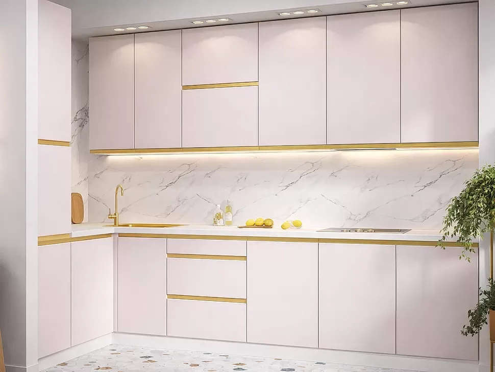Кутова кухня Prime Lux Віп-Майстер 3,2х1,3 м рожева