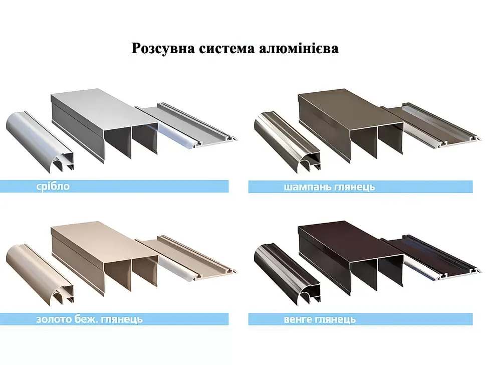 Профиля и ручки для шкафа-купе 3,1 метра четырехдверный Киевский-Стандарт 3100x2400х450