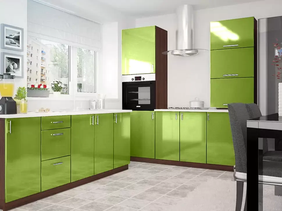 Оливковая угловая кухня Color-MIX VIP-Master 2000x2140x2000