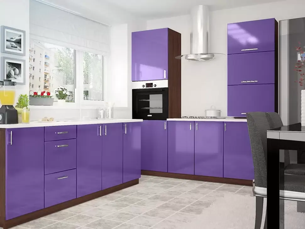 Фиолетовая угловая кухня Color-MIX VIP-Master 2000x2140x2000