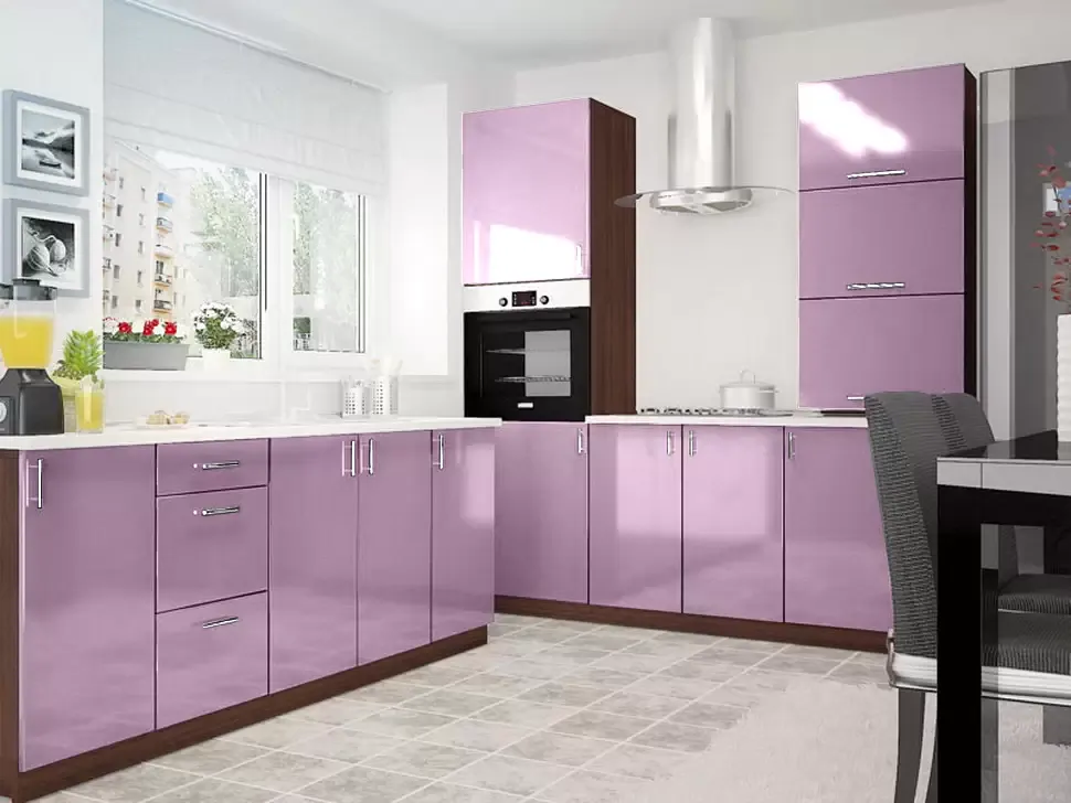 Розовая угловая кухня Color-MIX VIP-Master 2000x2140x2000