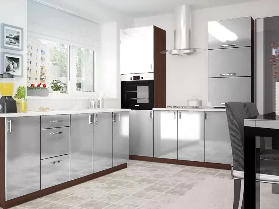 Белый металлик угловая кухня Color-MIX VIP-Master 2000x2140x2000