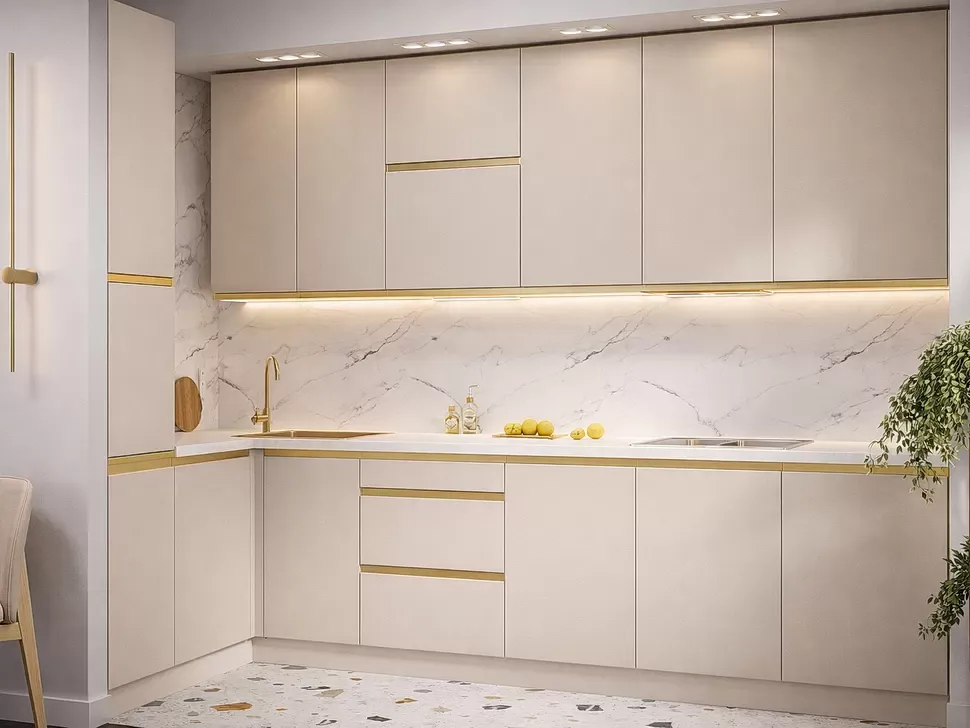 Угловая кухня Prime Lux Вип-Мастер 3,2х1,3 м бежевая Угловая кухня Prime Lux Вип-Мастер 3,2х1,3 м бежевая