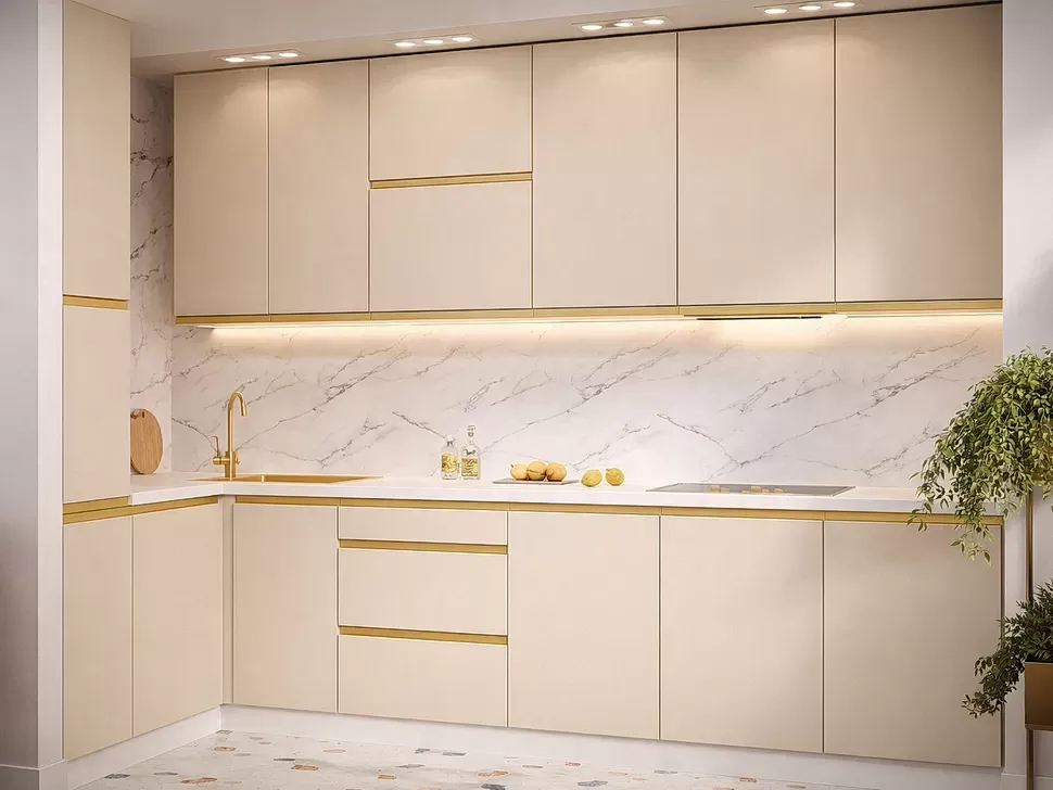 Угловая кухня Prime Lux Вип-Мастер 3,2х1,3 м ванильная Угловая кухня Prime Lux Вип-Мастер 3,2х1,3 м ванильная
