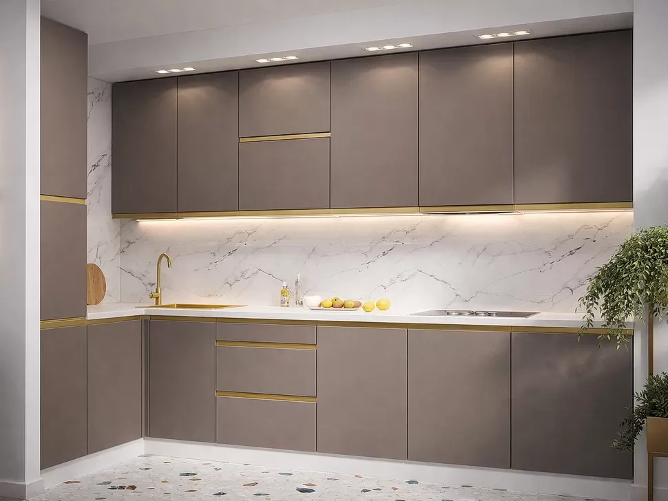 Угловая кухня Prime Lux Вип-Мастер 3,2х1,3 м коричневая Угловая кухня Prime Lux Вип-Мастер 3,2х1,3 м коричневая