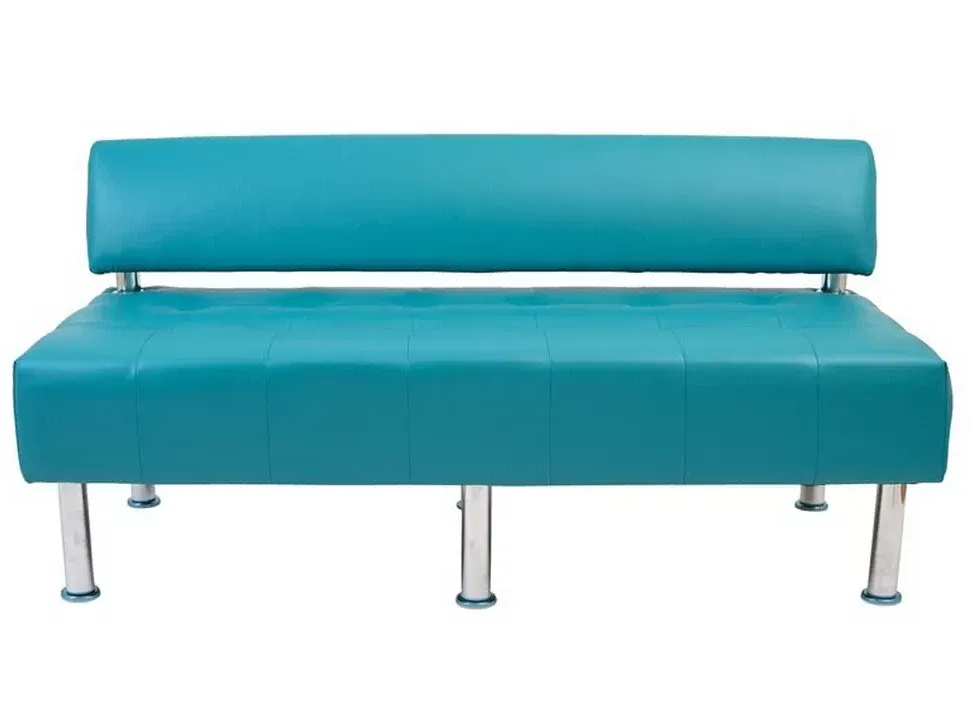 Голубой диван двойка со спинкой Офис RICHMAN нераскладной вид спереди
