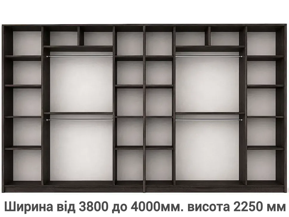 2250 Мм, 4000 Мм Шафа-купе Квіти Фенікс Ультра чотиридверна 2250 Мм, 4000 Мм Шафа-купе Квіти Фенікс Ультра чотиридверна