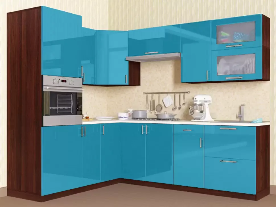 Аквамариновая угловая кухня Color-MIX VIP-Master 2200x2000