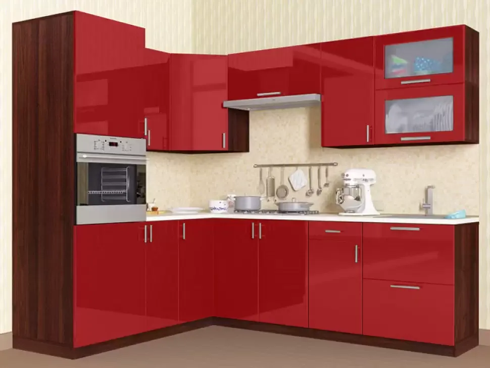 Красная угловая кухня Color-MIX VIP-Master 2200x2000