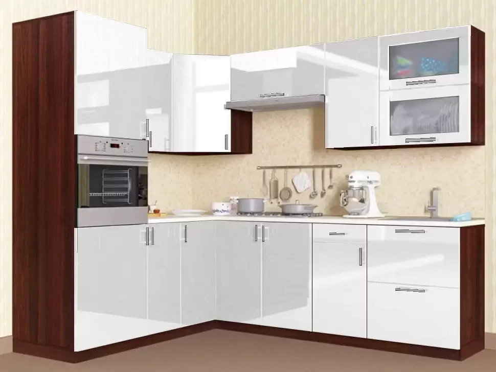 Белый металлик угловая кухня Color-MIX VIP-Master 2200x2000