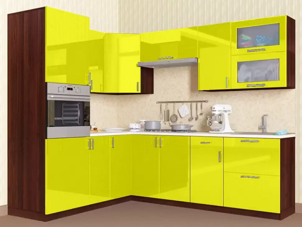 Желтый металлик угловая кухня Color-MIX VIP-Master 2200x2000
