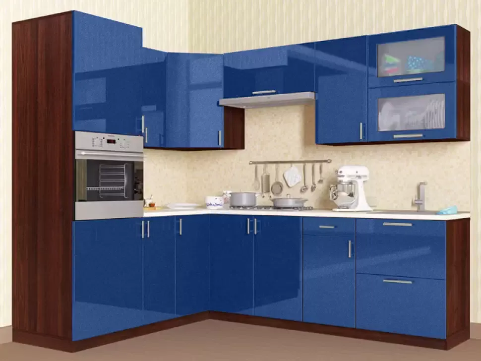 Синий металлик угловая кухня Color-MIX VIP-Master 2200x2000