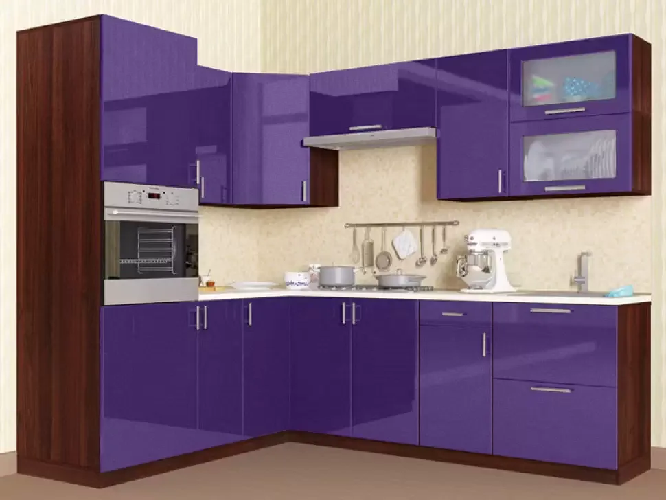 Сиреневый металлик угловая кухня Color-MIX VIP-Master 2200x2000