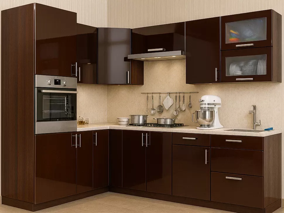 Шоколадный металлик угловая кухня Color-MIX VIP-Master 2200x2000