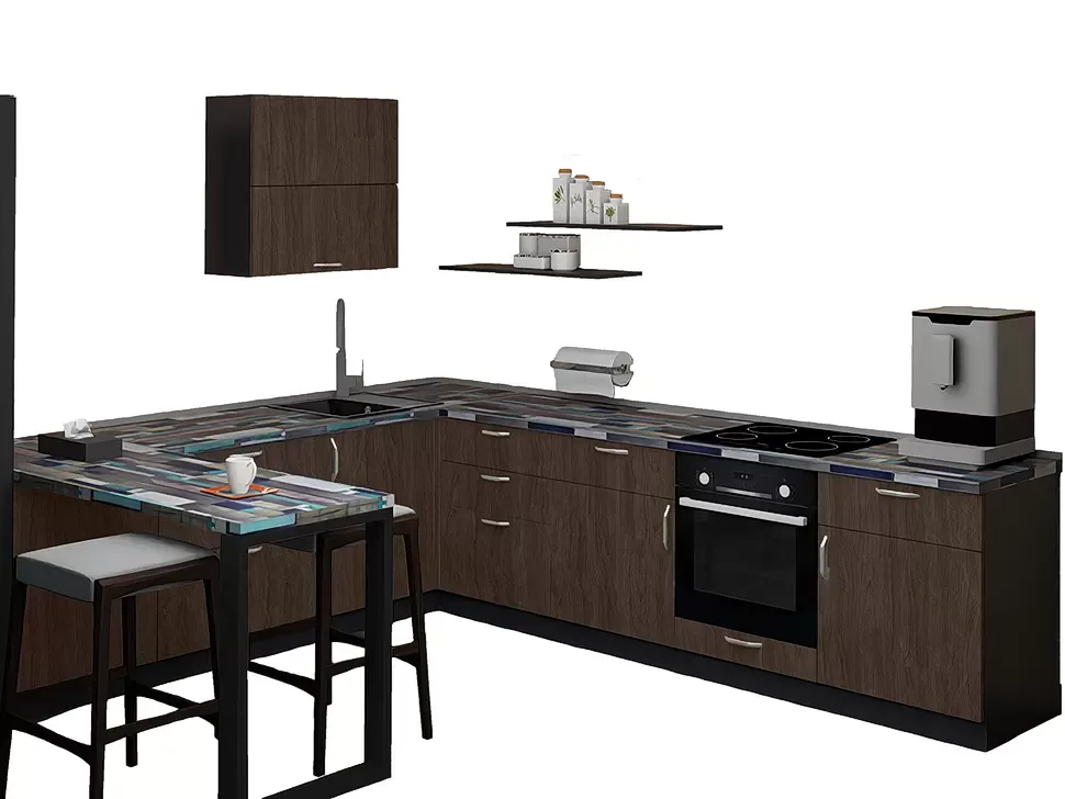 Вяз Серый, LuxeForm 38 Мм Угловая кухня Idea 3×2,6 м (со столом 1,2×0,6 м) фасады LuxeForm Рост Вяз Серый, LuxeForm 38 Мм Угловая кухня Idea 3×2,6 м (со столом 1,2×0,6 м) фасады LuxeForm Рост