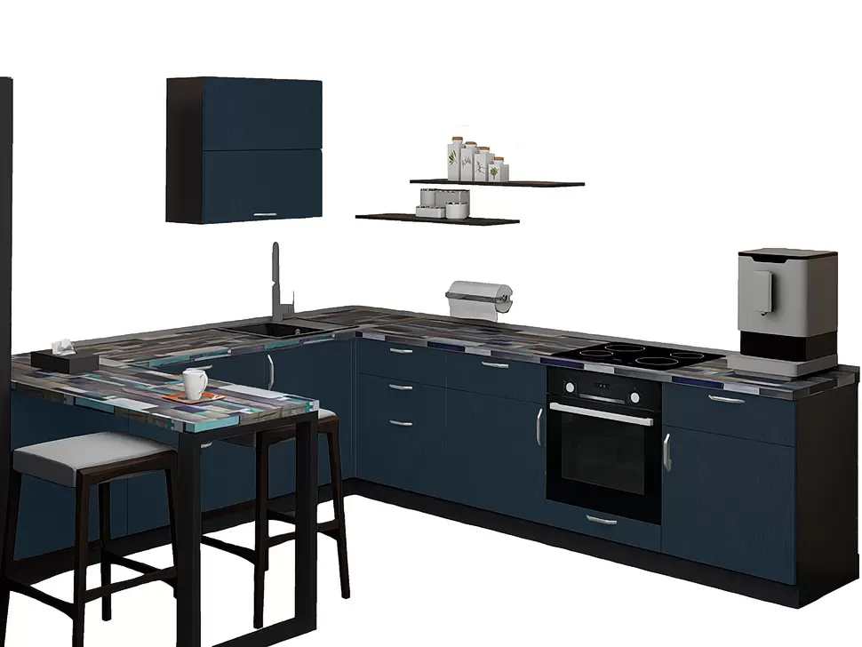 Черничный, LuxeForm 38 Мм Угловая кухня Idea 3×2,6 м (со столом 1,2×0,6 м) фасады LuxeForm Рост Черничный, LuxeForm 38 Мм Угловая кухня Idea 3×2,6 м (со столом 1,2×0,6 м) фасады LuxeForm Рост
