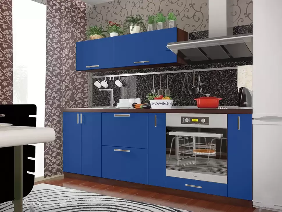 Синяя прямая кухня Color-MIX VIP-Master 2.2 метра Синяя прямая кухня Color-MIX VIP-Master 2.2 метра