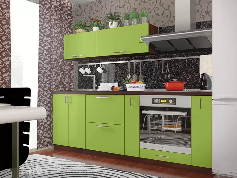 Салатовая прямая кухня Color-MIX VIP-Master 2.2 метра Салатовая прямая кухня Color-MIX VIP-Master 2.2 метра
