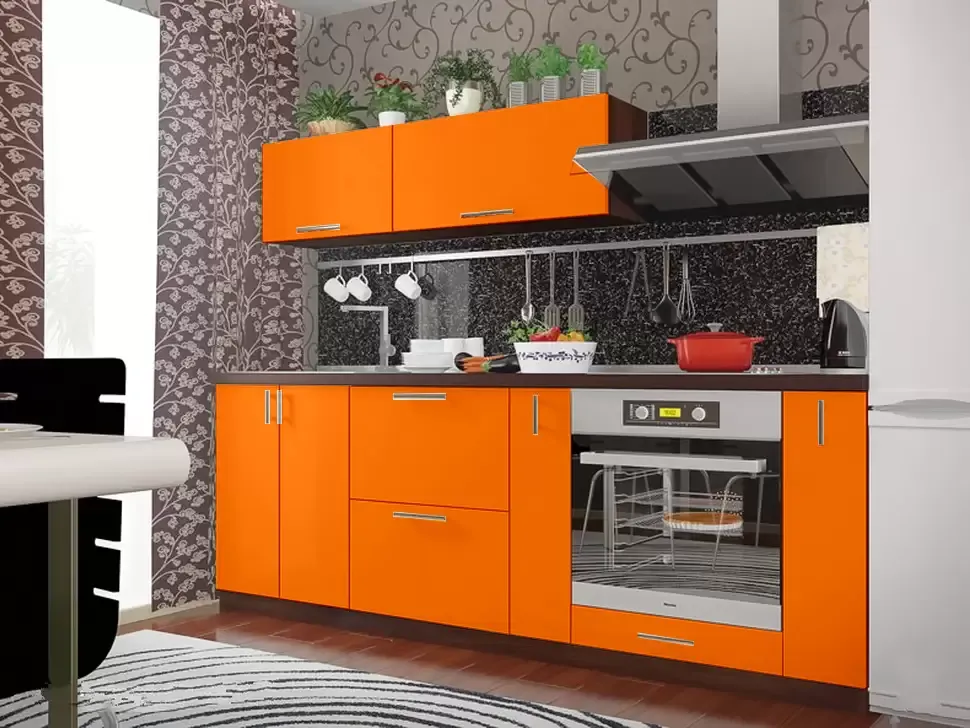 Оранжевая прямая кухня Color-MIX VIP-Master 2.2 метра Оранжевая прямая кухня Color-MIX VIP-Master 2.2 метра