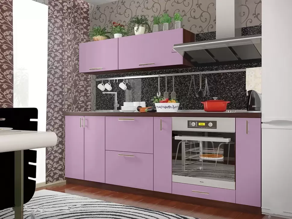 Розовая прямая кухня Color-MIX VIP-Master 2.2 метра Розовая прямая кухня Color-MIX VIP-Master 2.2 метра