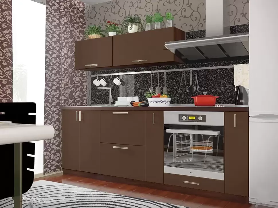 Коричневая прямая кухня Color-MIX VIP-Master 2.2 метра Коричневая прямая кухня Color-MIX VIP-Master 2.2 метра