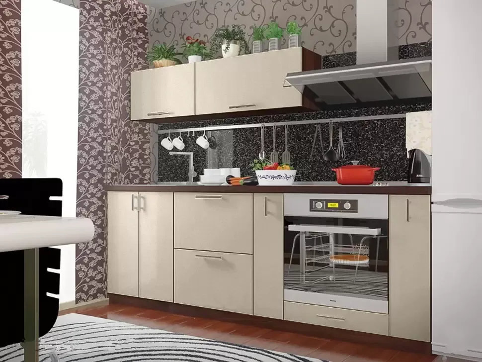 Ванильный металлик прямая кухня Color-MIX VIP-Master 2.2 метра Ванильный металлик прямая кухня Color-MIX VIP-Master 2.2 метра