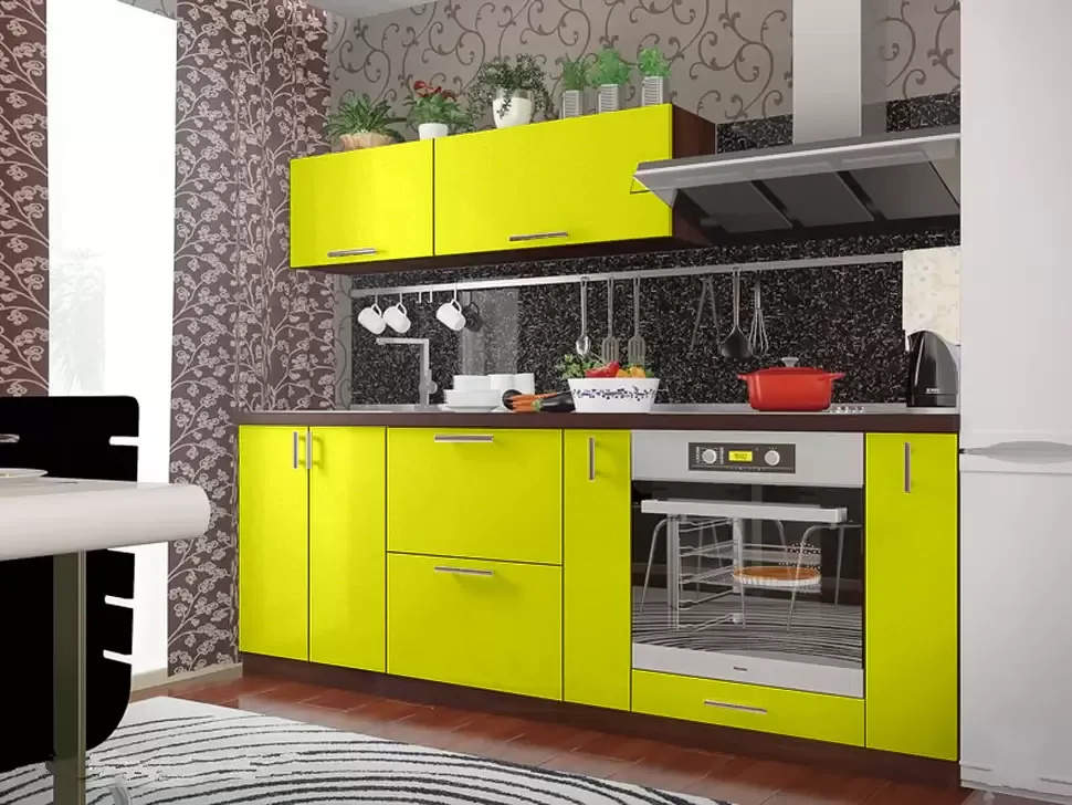 Желтый металлик прямая кухня Color-MIX VIP-Master 2.2 метра Желтый металлик прямая кухня Color-MIX VIP-Master 2.2 метра