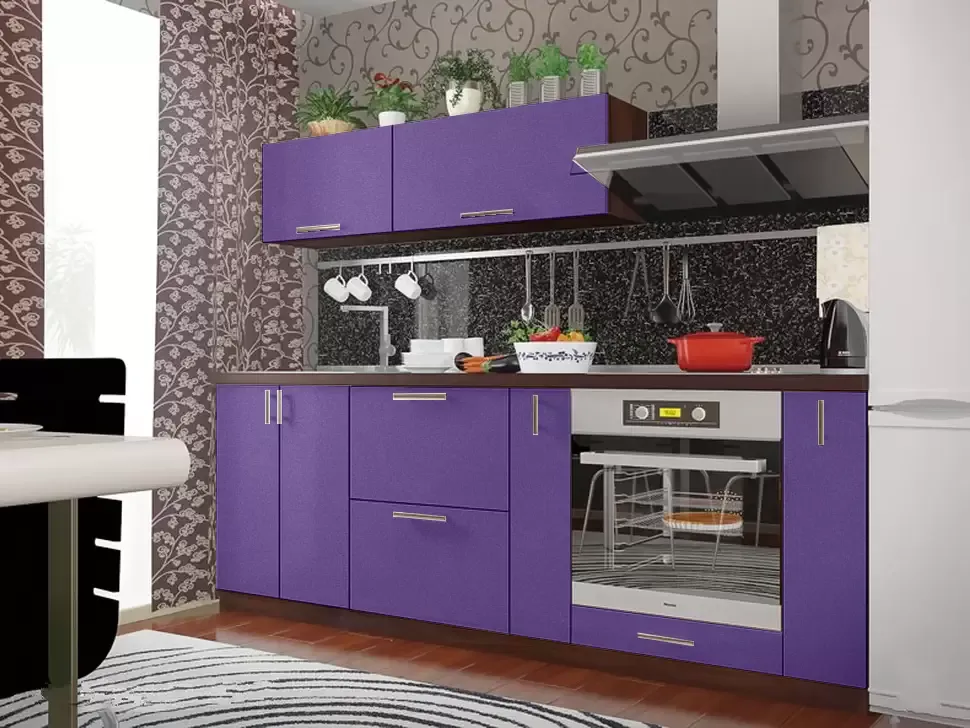 Сиреневый металлик прямая кухня Color-MIX VIP-Master 2.2 метра Сиреневый металлик прямая кухня Color-MIX VIP-Master 2.2 метра