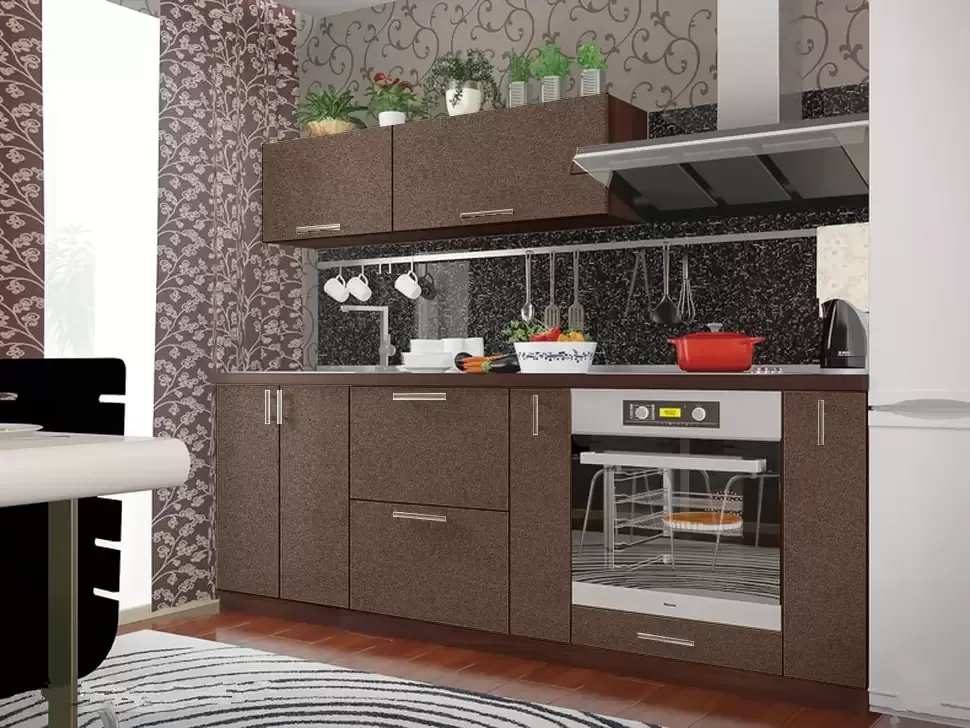 Шоколадный металлик прямая кухня Color-MIX VIP-Master 2.2 метра Шоколадный металлик прямая кухня Color-MIX VIP-Master 2.2 метра