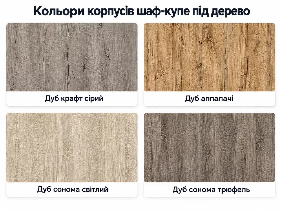 Кольри ДСП під дерево для шафи-купе Віп-Майстер 1600x600x2400 1,6 метра дводверна