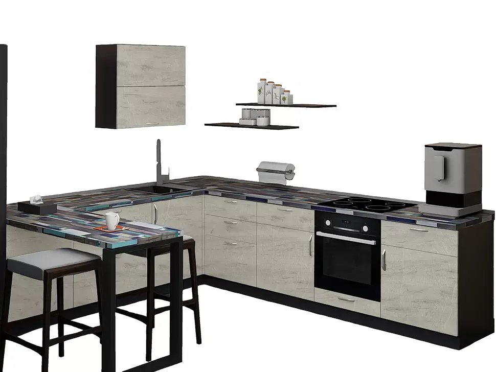 LuxeForm 38 Мм Дуб Крафт Білий Кутова кухня 3000х2600 зі столом 1200х600 ДСП фасади Рост