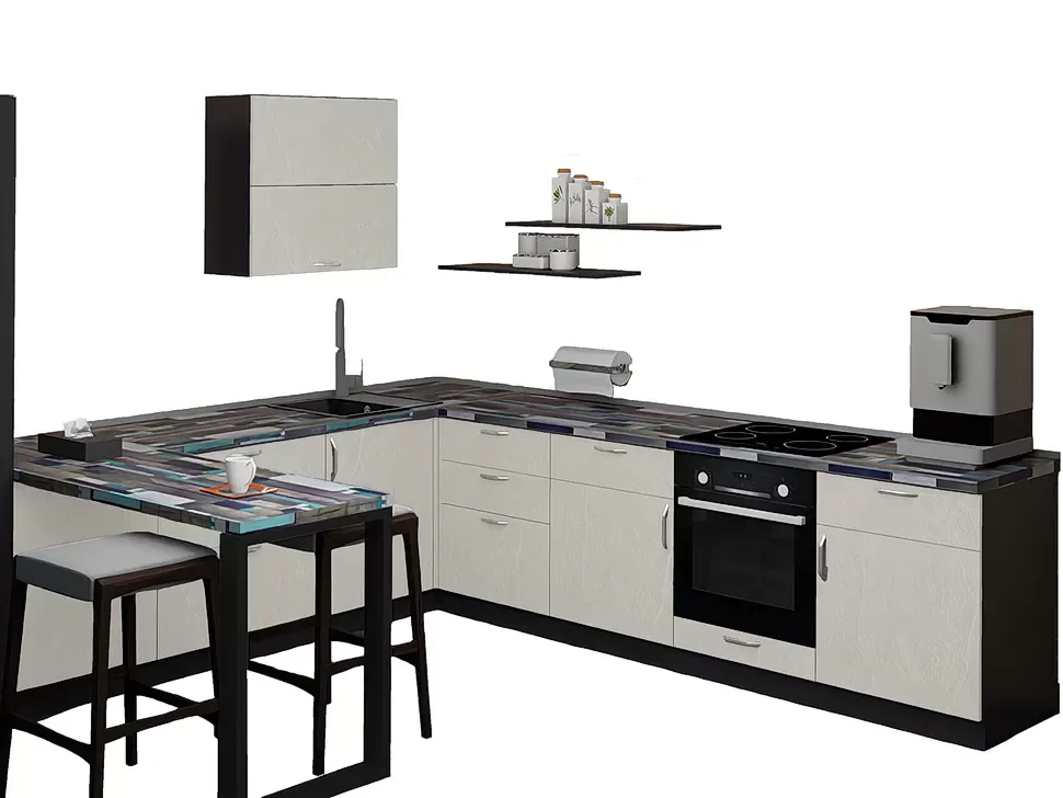 LuxeForm 38 Мм Кашемір Кутова кухня 3000х2600 зі столом 1200х600 ДСП фасади Рост