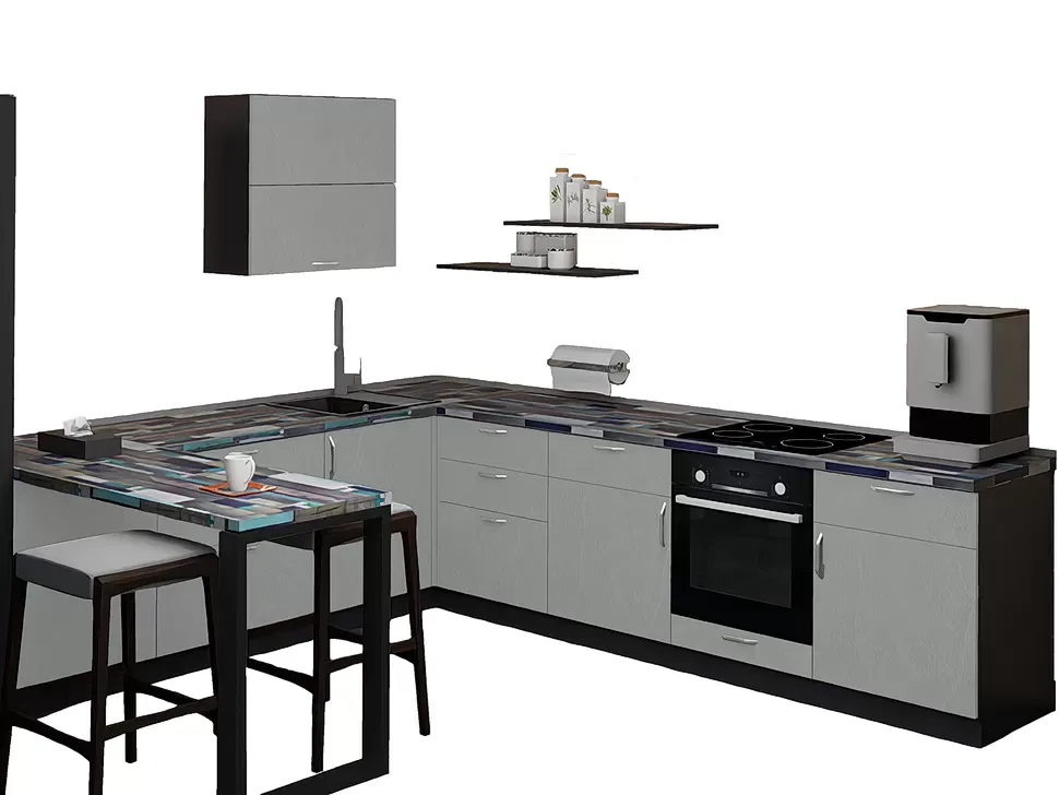 LuxeForm 38 Мм Шиншилла Кутова кухня 3000х2600 зі столом 1200х600 ДСП фасади Рост