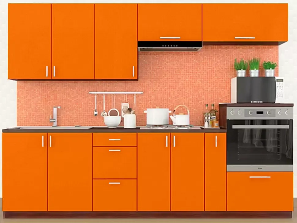 Прямая кухня оранжевый глянец Color-MIX VIP-Master 2.6 метра Прямая кухня оранжевый глянец Color-MIX VIP-Master 2.6 метра