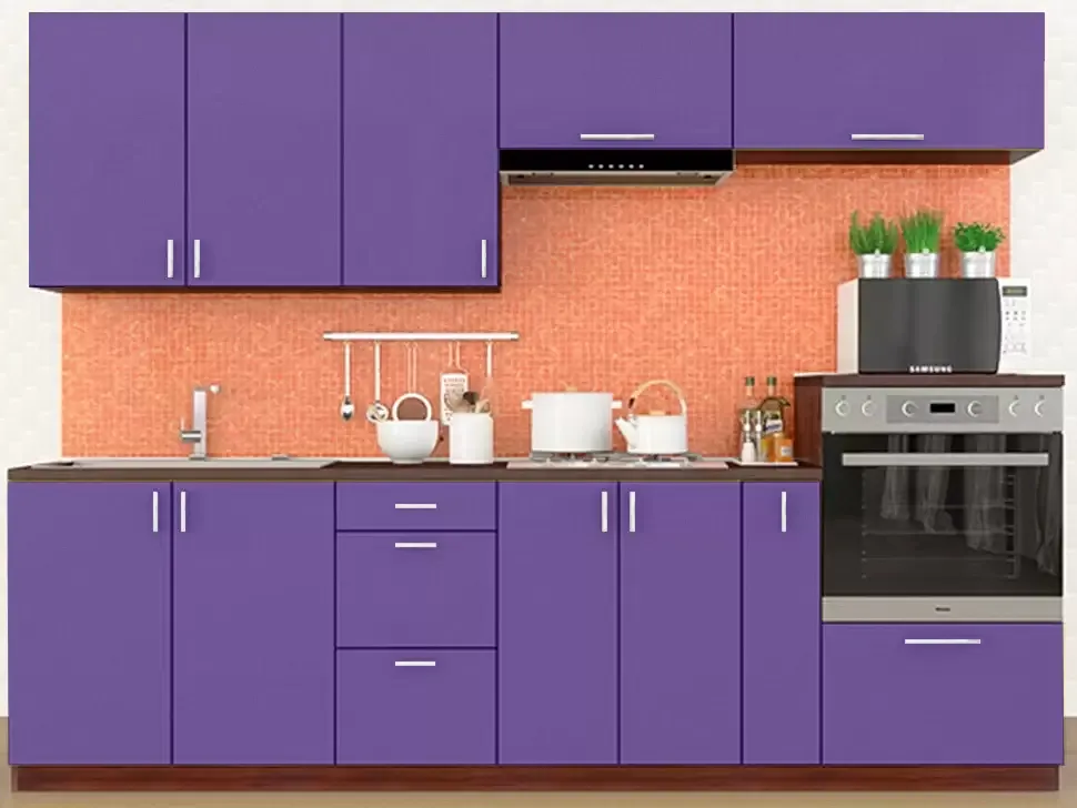 Прямая кухня фиолетовый глянец Color-MIX VIP-Master 2.6 метра Прямая кухня фиолетовый глянец Color-MIX VIP-Master 2.6 метра