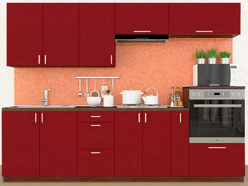 Прямая кухня красный металлик Color-MIX VIP-Master 2.6 метра Прямая кухня красный металлик Color-MIX VIP-Master 2.6 метра