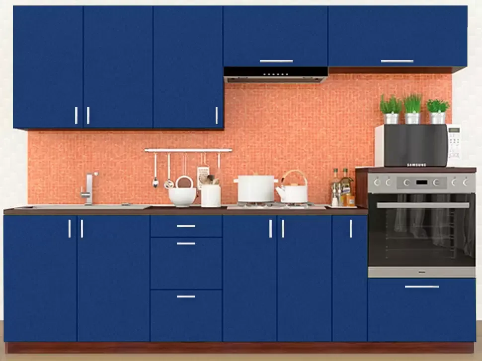 Прямая кухня синий металлик Color-MIX VIP-Master 2.6 метра Прямая кухня синий металлик Color-MIX VIP-Master 2.6 метра