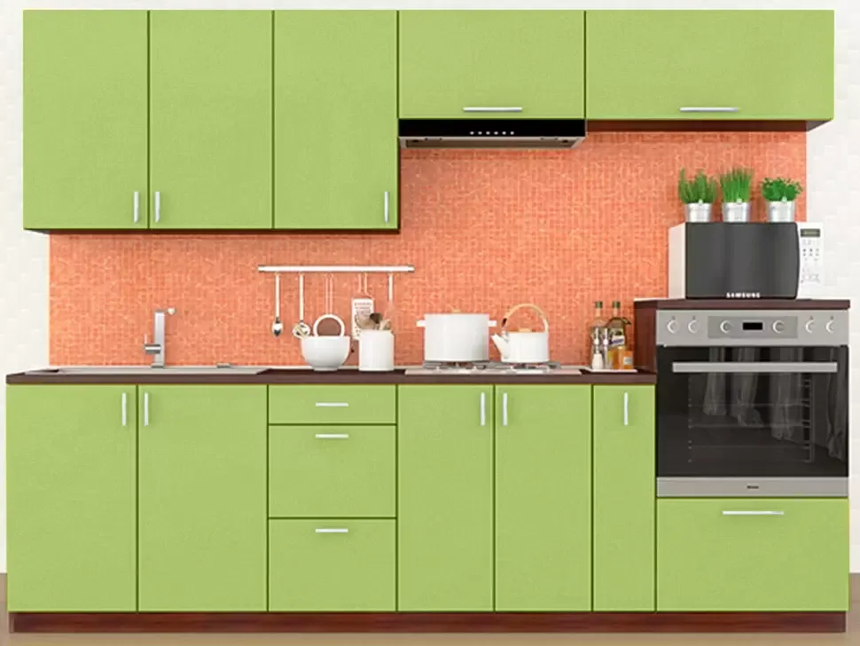Прямая кухня оливковый металлик Color-MIX VIP-Master 2.6 метра Прямая кухня оливковый металлик Color-MIX VIP-Master 2.6 метра